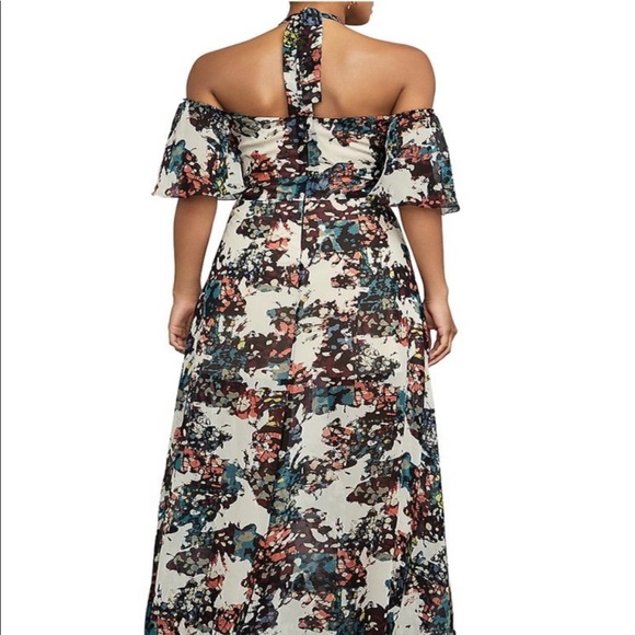 🆕BCBGMAXAZRIA Kelley Off-The-Shoulder Halter Gown - Picture 3 of 9